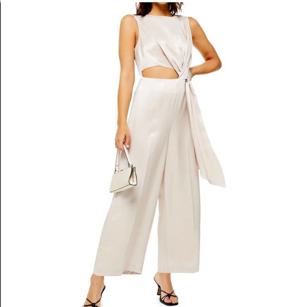 Topshop Cut Out Satin Jumpsuit